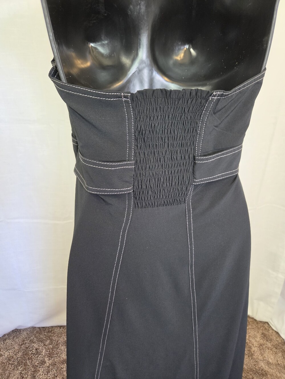 Athleta Black Halter Above the Knee A-Line Dress /Contrast Stitching Size XS - Picture 7 of 13